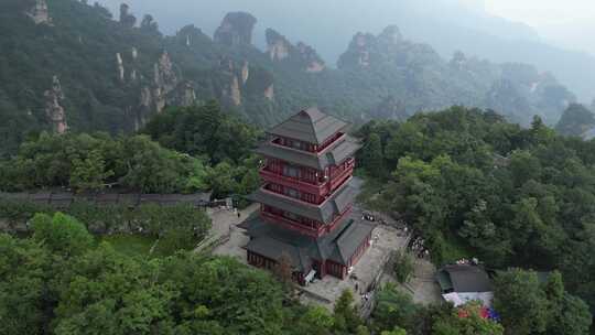 湖南省张家界景区阿凡达取景地奇峰穿云航拍