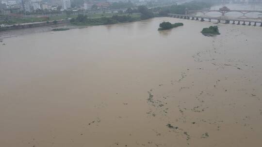 航拍河流涨洪水洪涝灾害视频素材模板下载