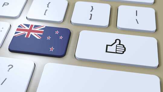 新西兰国旗和是或竖起大拇指按钮3D动画