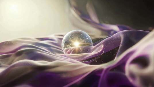 梦幻粒子球体与流动绸带