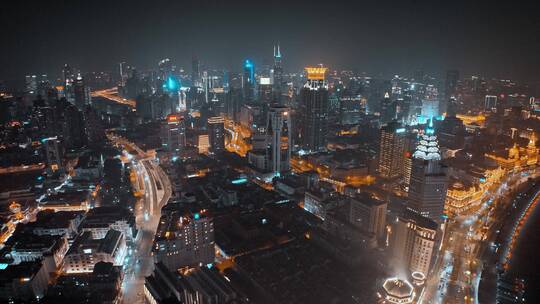 黄浦区夜景航拍风光