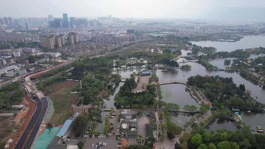 云南昆明五华区城市风光航拍