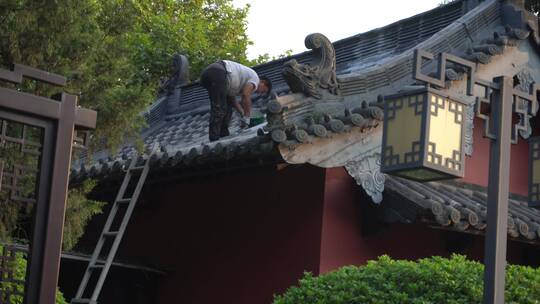 寺庙古建筑修缮屋顶