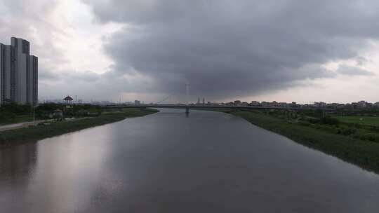 莆田木兰溪城市河流桥梁全景