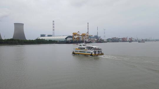 上海黄浦江轮渡渡口4K航拍