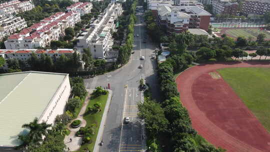 广州佛山航拍城市居民小区街道马路俯拍