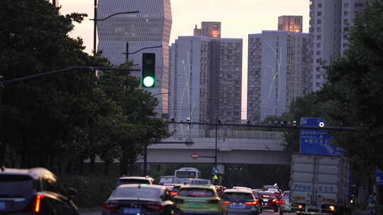 升格镜头城市夕阳