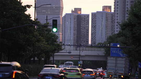 升格镜头城市夕阳视频素材模板下载