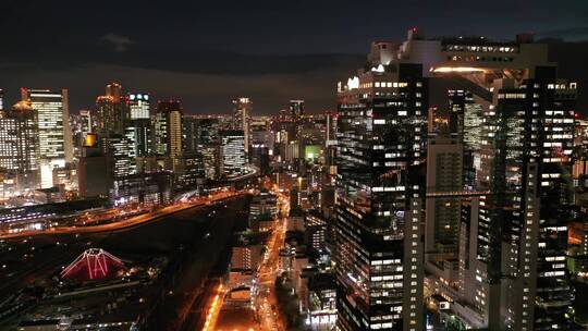 日本大阪梅田高楼都市天际线航拍