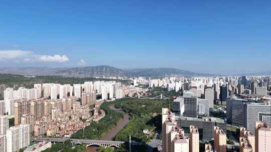 青海西宁大景青海城市建设航拍