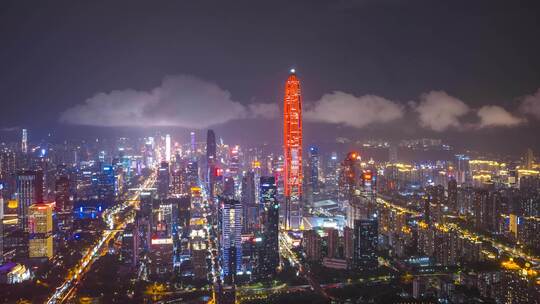 深圳城市云海夜景航拍延时
