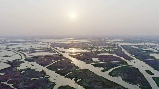 航拍江苏盐城九龙口名胜风景区美景