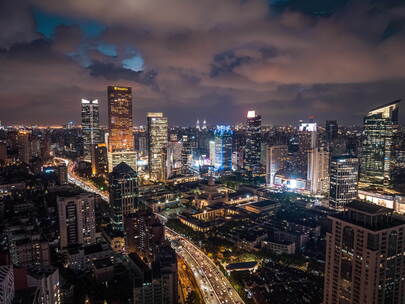 上海静安区CBD夜景