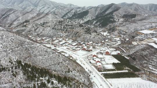 4K航拍北方雪景农村