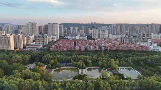 陕西宝鸡城市绿化植物航拍