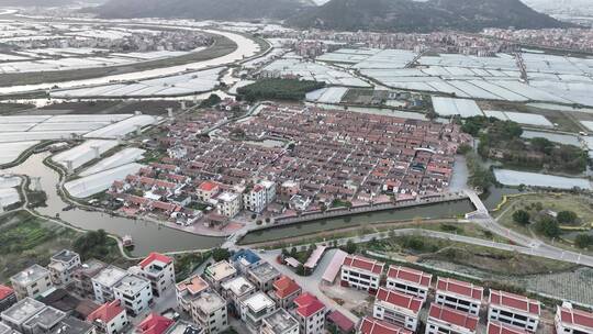 漳州龙海市埭美古村闽南古民居群古厝航拍视频素材模板下载