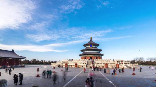 蓝天下北京天坛历史建筑视频素材模板下载