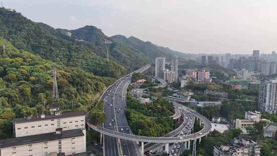 山城重庆城市复杂交通高架桥航拍