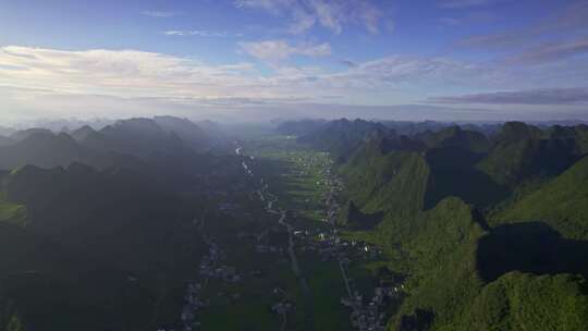 航拍广西山区农村山脉山川山峰群山自然风光