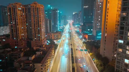 夜晚城市道路交通视频素材模板下载