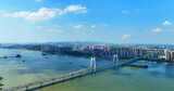 长沙湘江三汊矶大桥航拍高清在线视频素材下载