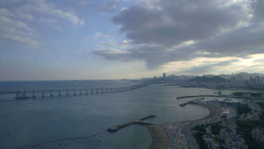 海岸线海滩城市延时风景