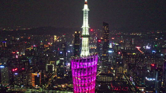 广州CBD夜景珠江新城航拍城市