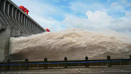 近距离实拍三峡大坝泄洪震撼场景视频素材模板下载