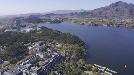 北京雁栖湖夏季风光航拍视频