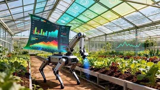 温室大棚内机器人监测蔬菜