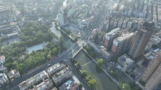 普宁市航拍广东省揭阳市城镇建筑风光住宅区