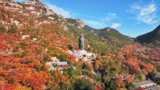 青岛崂山青岛秋景青岛太清宫航拍视频素材模板下载