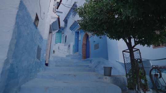 蓝色，独特，楼梯，Chefchaouen