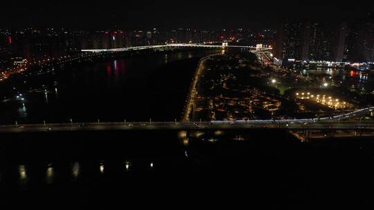 泉州晋江夜景航拍东海泰禾广场城市江滨夜景