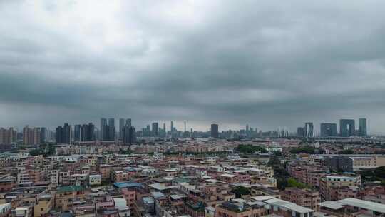 城市航拍乌云延时4K