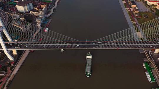 航拍上海的南浦大桥