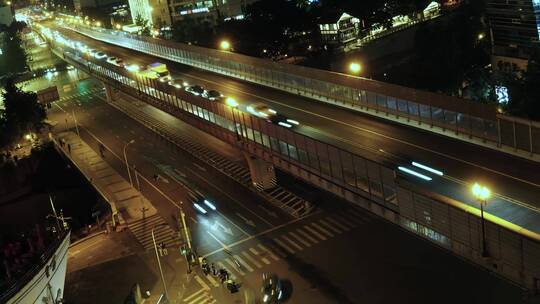 高架路口 夜景延时 城市交通延时 车流延时