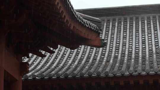 古建筑屋檐下雨空镜头大雨小雨雨季谷雨惊蛰