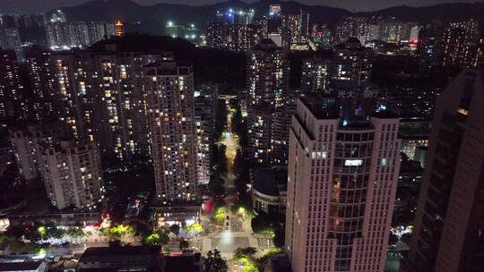 4K深圳福田区城市夜景航拍