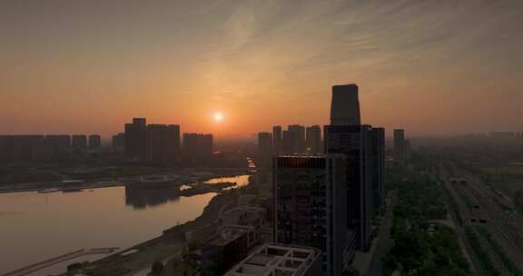 杭州钱塘新区大江东城市晨曦