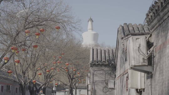 北京胡同过年街景气氛 春节街景氛围