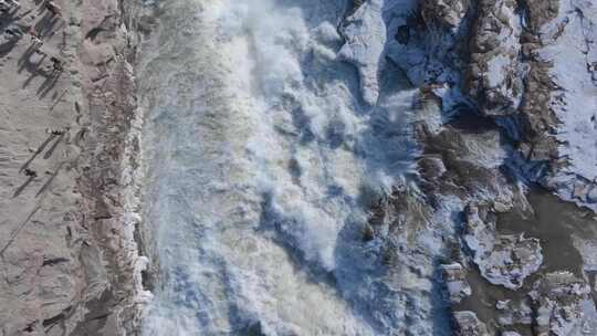 黄河壶口瀑布冬季黄河水冰挂视频素材模板下载