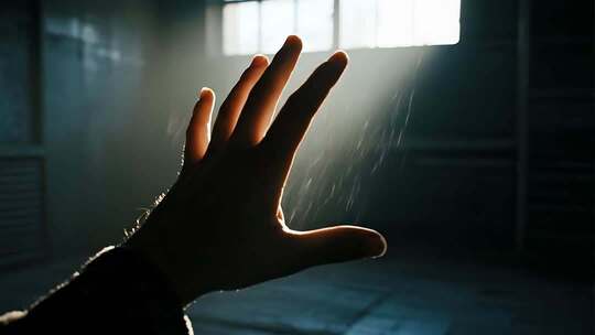 手触摸光线希望概念励志视频