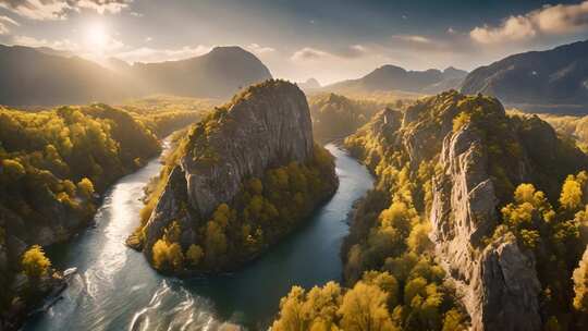 山河壮丽自然风光全景