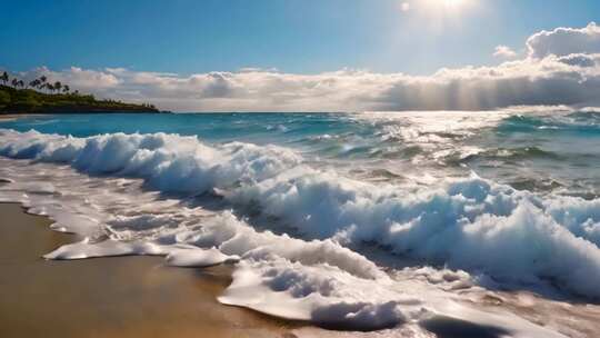 海边阳光海浪沙滩风景