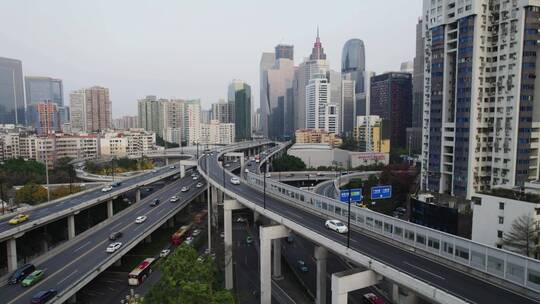 广州大道中珠江新城中山一立交桥视频素材模板下载