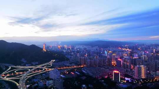 青海西宁夜景航拍