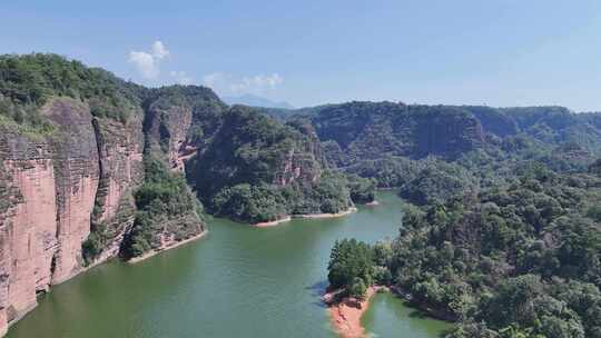 航拍福建泰宁大金湖一线天奇观景区