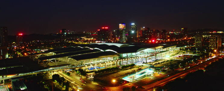 4K城市航拍广州高铁南站日夜景