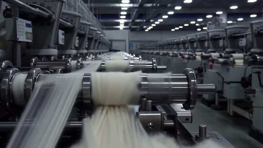工厂生产线纺织机器运行画面